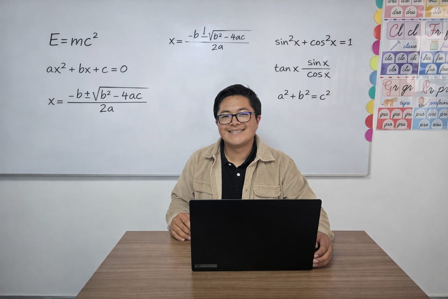Profesor Pablo listo para enseñar
